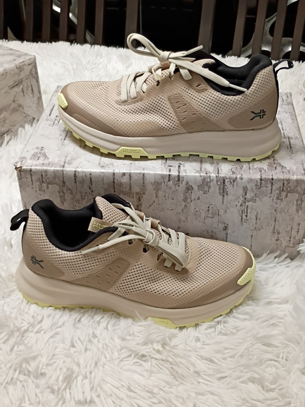 KURU Atom Women's Hiking Shoes Tan/Yellow Highlights Plantar Fascitis 8M